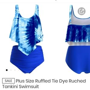 NWT Blue Tie Dye 2x size 18 swim Tankini Bikini